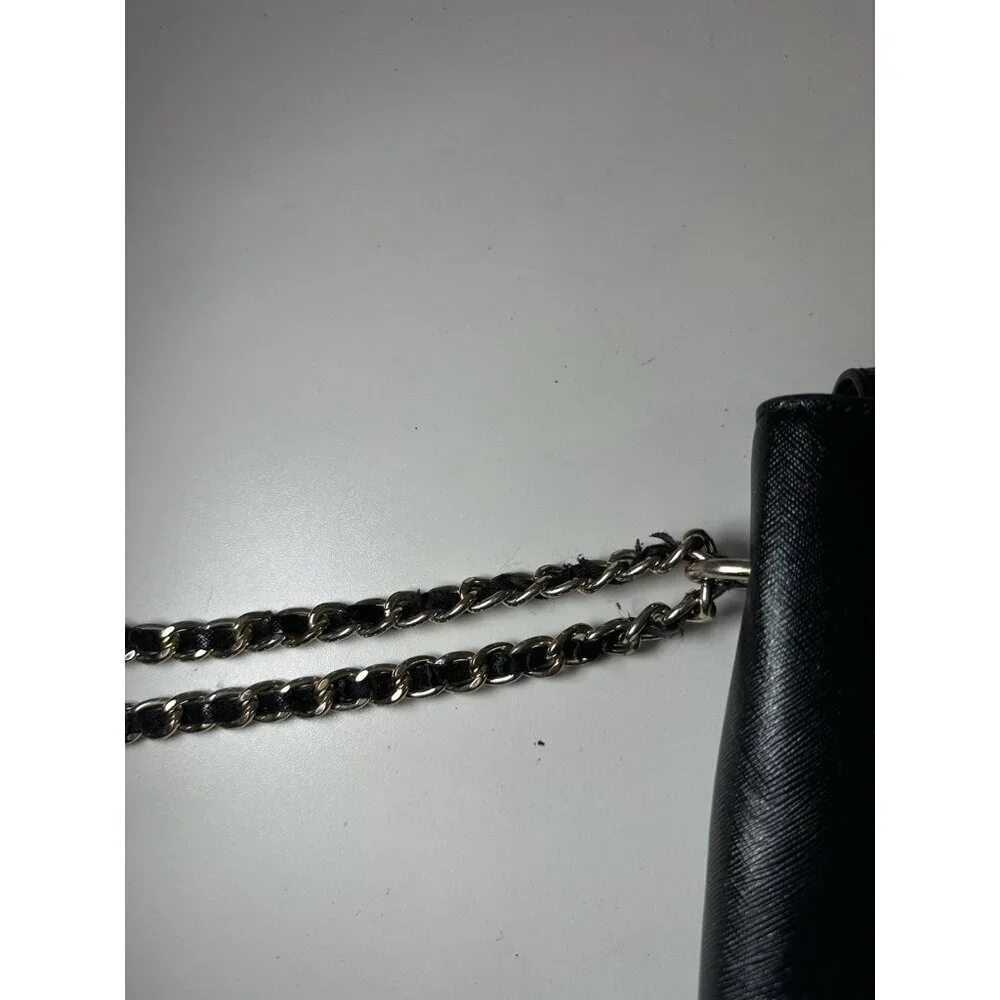 Tory Burch Shoulder Bag Chain Strap Saffiano Black